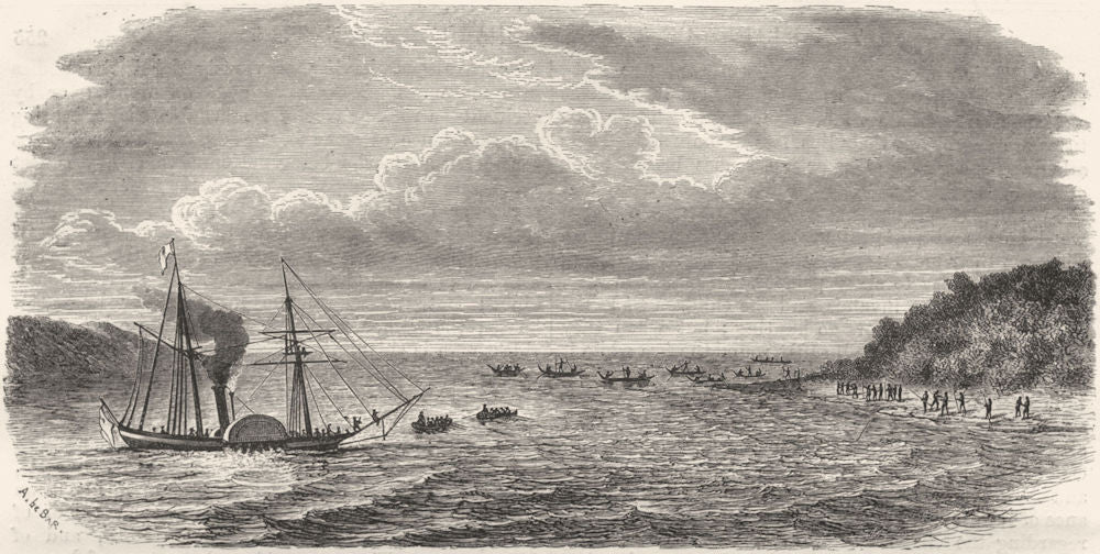 INDIA. Attack on a British war ship, Andaman 1870 old antique print picture